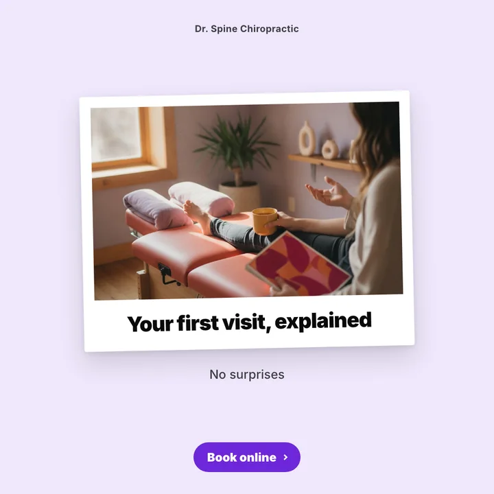 Your first visit, explained: a post designed for Dr. Spine Chiropractic