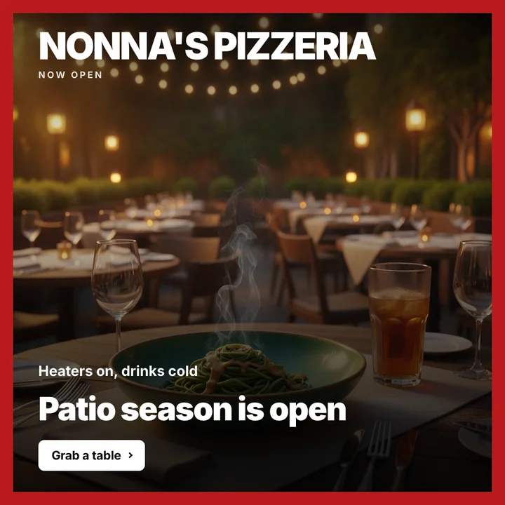 Patio season is open: a post designed for Nonna's Pizzeria